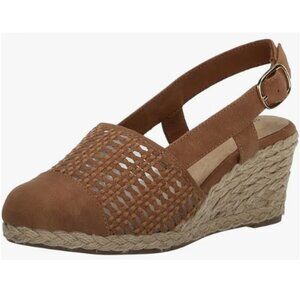 Easy Street Taffy Women's Slingback Espadrille Wedges Sandal Tan Size 10M NWB
